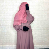 Dusty Mauve Basic Abaya With Smocked Sleeves